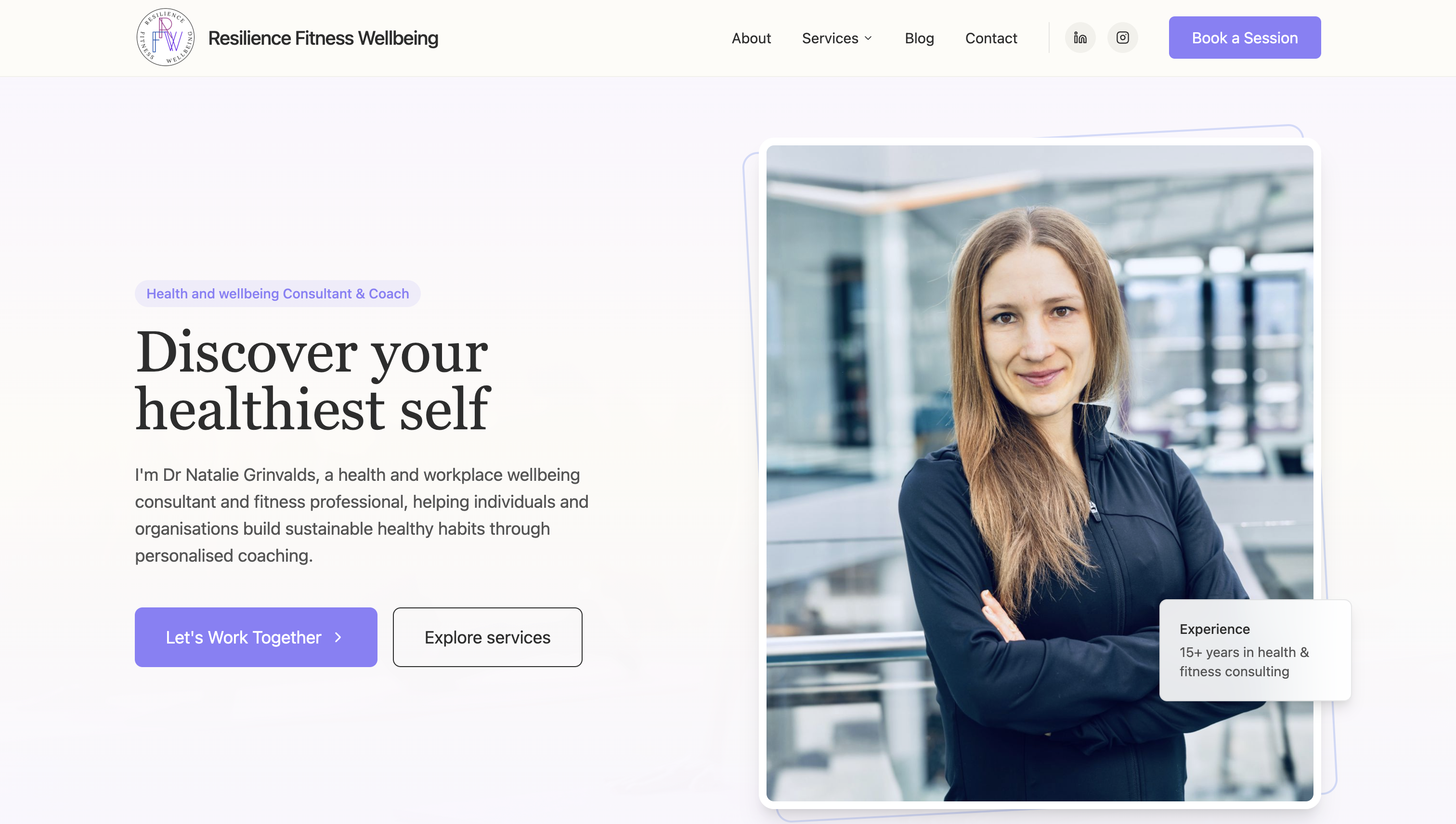 Resilience Fitness Wellbeing - Web design and development case study showcase